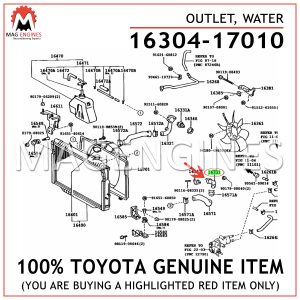 16304-17010 TOYOTA GENUINE OUTLET, WATER 1630417010