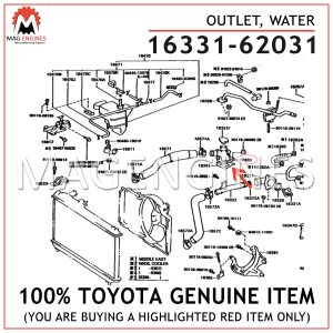 16331-62031 TOYOTA GENUINE OUTLET, WATER 1633162031