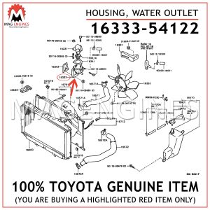 16333-54122 TOYOTA GENUINE HOUSING, WATER OUTLET 1633354122