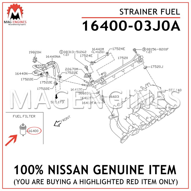1640003J0A Genuine Nissan STRAINER FUEL 16400-03J0A