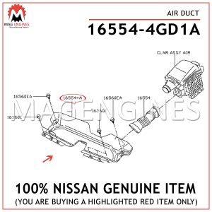 16554-4GD1A-NISSAN-GENUINE-AIR-DUCT-165544GD1A
