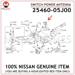 25460-05J00-NISSAN-GENUINE-SWITCH-POWER-ANTENNA-2546005J00