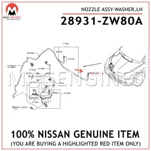 28931-ZW80A-NISSAN-GENUINE-NOZZLE-ASSY-WASHER,-LH-28931ZW80A