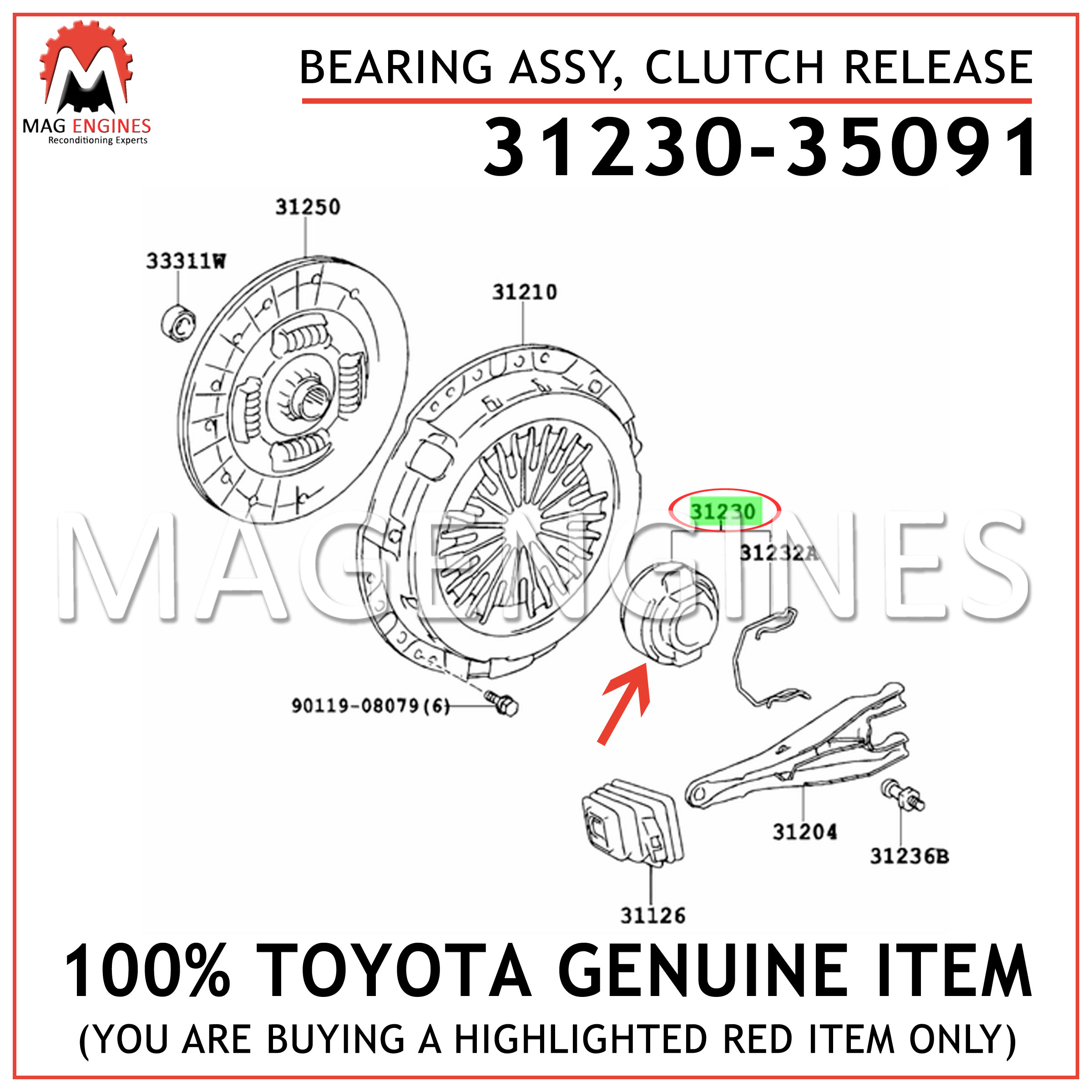 Toyota 31230-35091 Clutch Release Bearing 