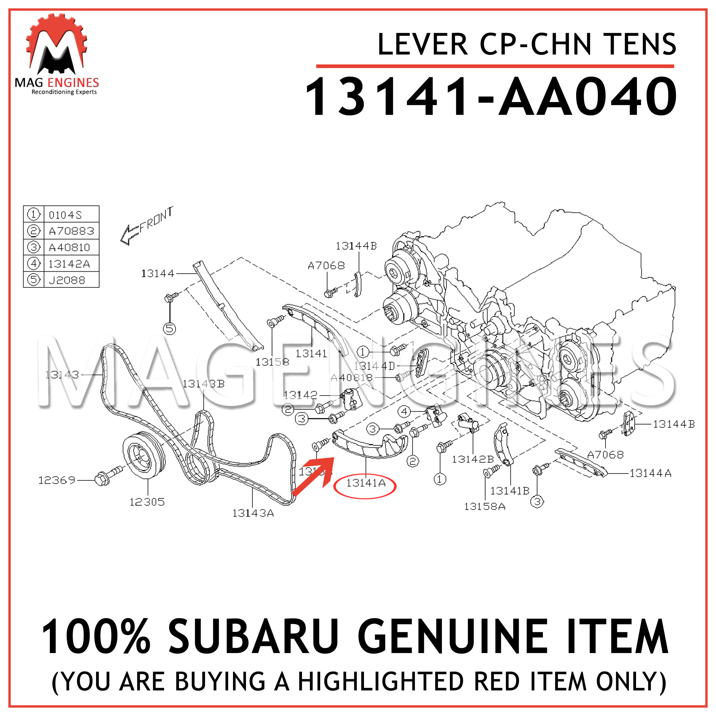 13141AA040 Subaru OEM Genuine LEVER CP-CHN TENS