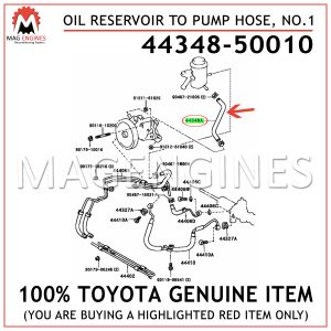 44348-50010 TOYOTA GENUINE OIL RESERVOIR TO PUMP HOSE, NO.1 4434850010