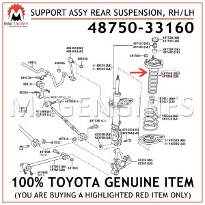 48750-33160 TOYOTA GENUINE SUPPORT ASSY REAR SUSPENSION, RHLH 4875033160