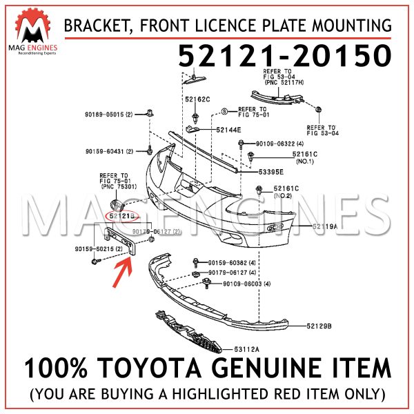 52121-20150 TOYOTA GENUINE BRACKET, FRONT LICENCE PLATE MOUNTING 5212120150