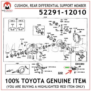 52291-12010 TOYOTA GENUINE CUSHION, REAR DIFFERENTIAL SUPPORT MEMBER 5229112010