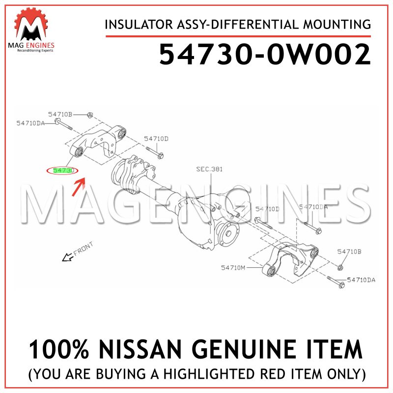 547300W002 Genuine Nissan INSULATOR ASSY-DIFFERENTIAL MOUNTING 54730-0W002 