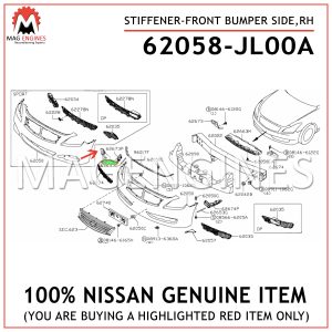 62058-JL00A-NISSAN-GENUINE-STIFFENER-FRONT-BUMPER-SIDE,RH-62058JL00A