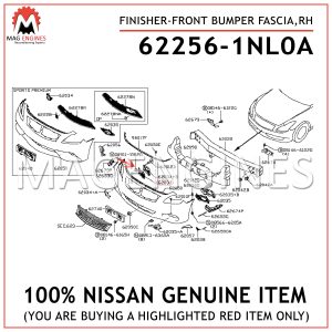 62256-1NL0A-NISSAN-GENUINE-FINISHER-FRONT-BUMPER-FASCIA,RH-622561NL0A