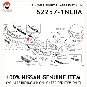62257-1NL0A-NISSAN-GENUINE-FINISHER-FRONT-BUMPER-FASCIA,LH-622571NL0A