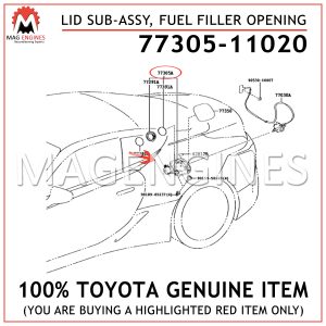 77305-11020 TOYOTA GENUINE LID SUB-ASSY, FUEL FILLER OPENING 7730511020