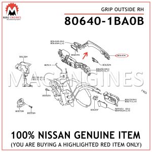 80640-1BA0B-NISSAN-GENUINE-GRIP-OUTSIDE-RH-806401BA0B
