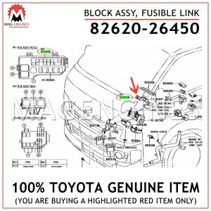 82620-26450 TOYOTA GENUINE BLOCK ASSY, FUSIBLE LINK 8262026450
