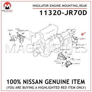 11320-JR70D-NISSAN-GENUINE-INSULATOR-ENGINE-MOUNTING,REAR-11320JR70D