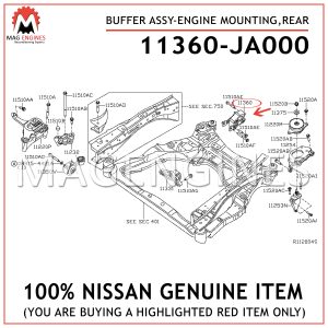 11360-JA000 Nissan GENUINE BUFFER ASSY-ENGINE MOUNTING,REAR 11360JA000