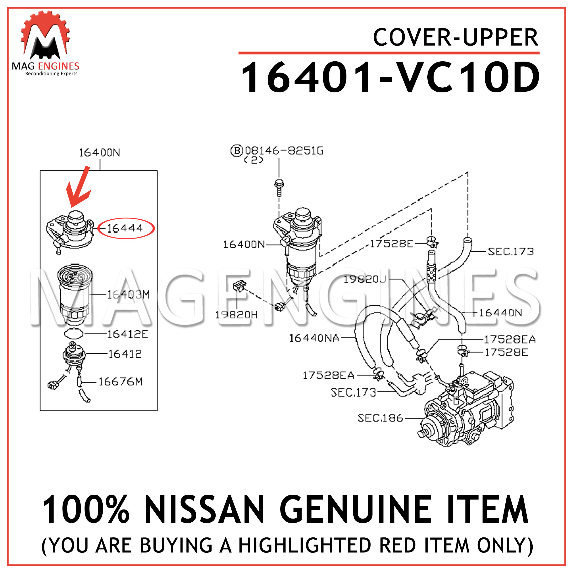16401-VC10D NISSAN GENUINE COVER-UPPER 16401VC10D – Mag Engines