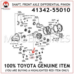 41342-55010 TOYOTA GENUINE SHAFT, FRONT AXLE DIFFERENTIAL PINION 4134255010