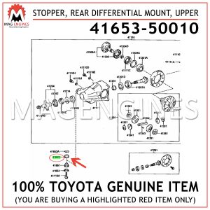 41653-50010 TOYOTA GENUINE STOPPER, REAR DIFFERENTIAL MOUNT, UPPER 4165350010