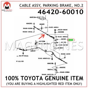 46420-60010 TOYOTA GENUINE CABLE ASSY, PARKING BRAKE, NO.2 4642060010