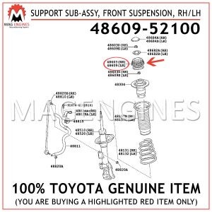 48609-52100 TOYOTA GENUINE SUPPORT SUB-ASSY, FRONT SUSPENSION, RHLH 4860952100