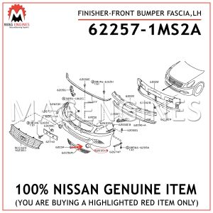 62257-1MS2A-NISSAN-GENUINE-FINISHER-FRONT-BUMPER-FASCIA,LH-622571MS2A