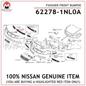 62278-1NL0A NISSAN GENUINE FINISHER-FRONT BUMPER 622781NL0A