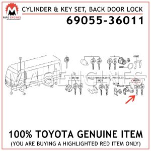 69055-36011 TOYOTA GENUINE CYLINDER & KEY SET, BACK DOOR LOCK