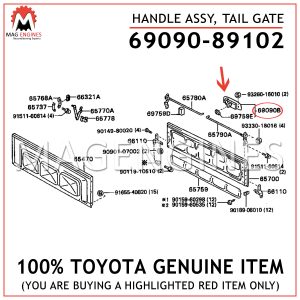 69090-89102 TOYOTA GENUINE HANDLE ASSY, TAIL GATE 6909089102