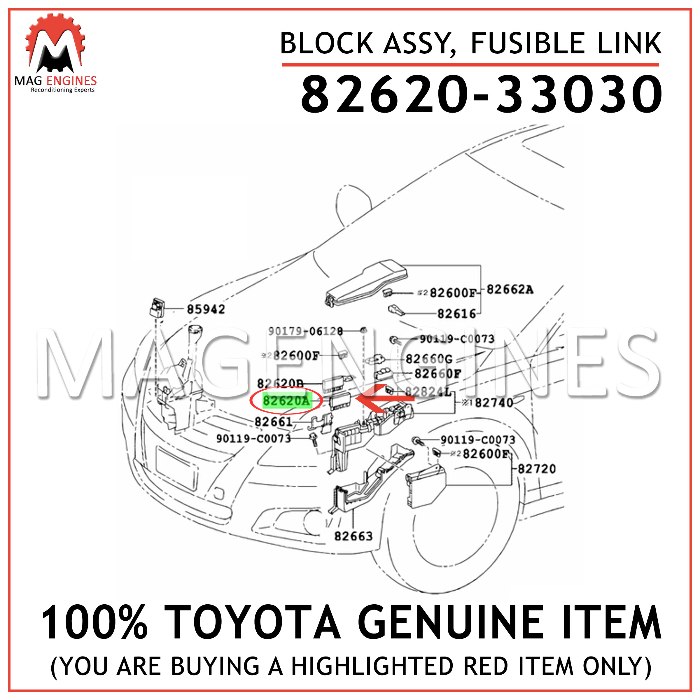 82620-33030 Toyota Block assy New Genuine OEM Part fusible link 8262033030 
