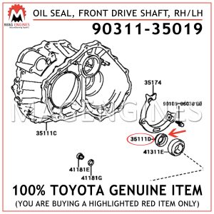 90311-35019 TOYOTA GENUINE OIL SEAL, FRONT DRIVE SHAFT, RHLH 9031135019