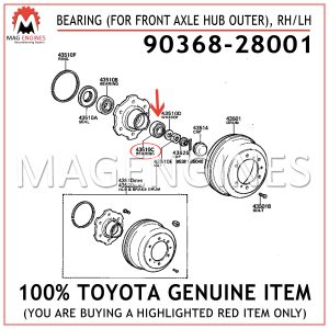 90368-28001 TOYOTA GENUINE BEARING (FOR FRONT AXLE HUB OUTER), RH LH 9036828001