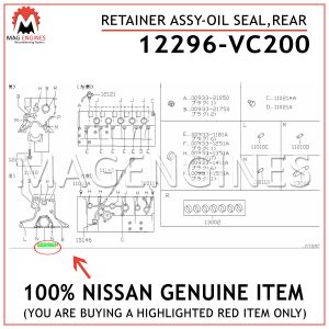 12296-VC200 NISSAN GENUINE RETAINER ASSY-OIL SEAL, REAR 12296VC200