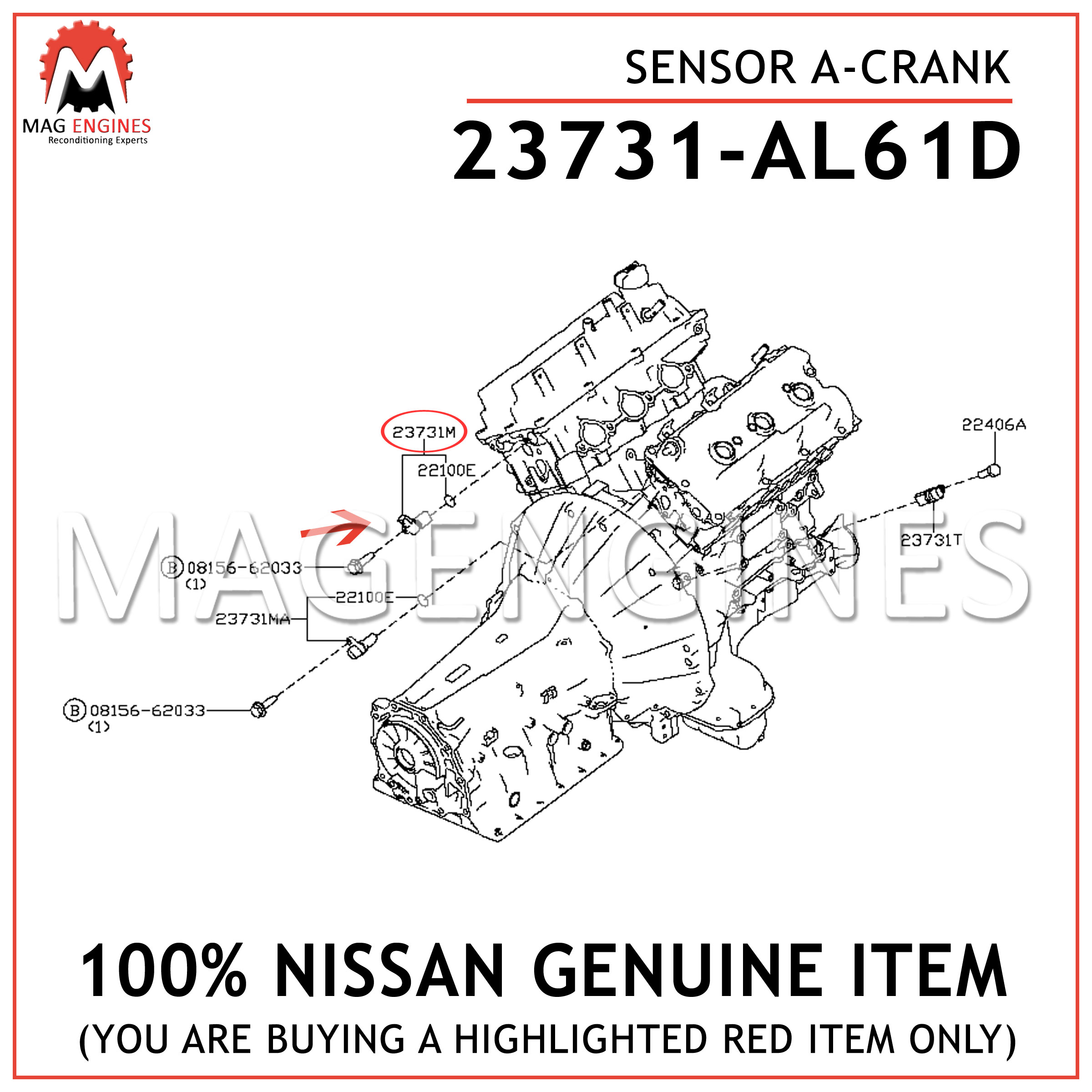 Genuine Nissan Camshaft Position Sensor 23731-AL61D