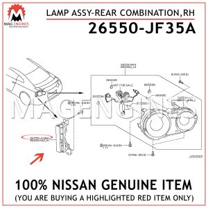 26550-JF35A NISSAN GENUINE LAMP ASSY-REAR COMBINATION, RH