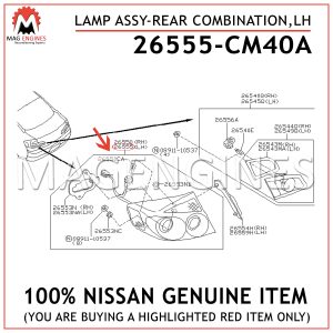 26555-CM40A NISSAN GENUINE LAMP ASSY-REAR COMBINATION,LH
