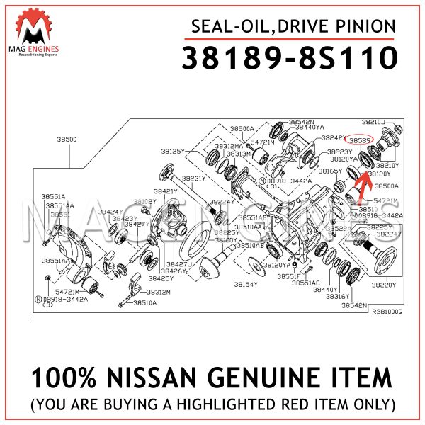 38189-8S110 NISSAN GENUINE SEAL-OIL, DRIVE PINION