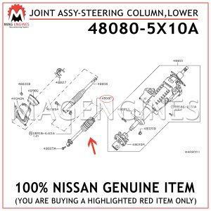 48080-5X10A NISSAN GENUINE JOINT ASSY-STEERING COLUMN, LOWER