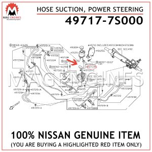 49717-7S000 NISSAN GENUINE HOSE ASSY-SUCTION, POWER STEERING 497177S000