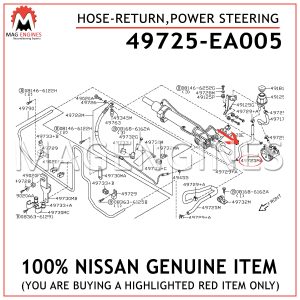 49725-EA005 NISSAN GENUINE HOSE-RETURN, POWER STEERING