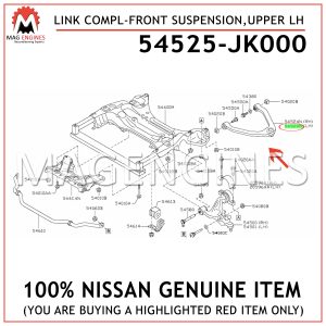 54525-JK000 NISSAN GENUINE LINK COMPL-FRONT SUSPENSION, UPPER LH