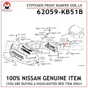 62059-KB51B NISSAN GENUINE STIFFENER-FRONT BUMPER SIDE, LH