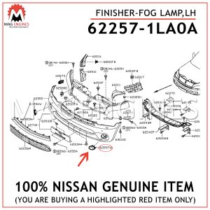 62257-1LA0A NISSAN GENUINE FINISHER-FOG LAMP, LH