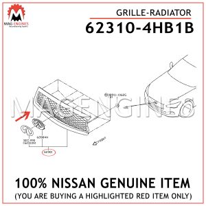 62310-4HB1B NISSAN GENUINE GRILLE-RADIATOR