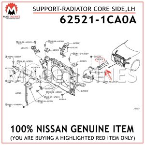 62521-1CA0A NISSAN GENUINE SUPPORT-RADIATOR CORE SIDE,LH