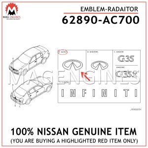 62890-AC700 NISSAN GENUINE EMBLEM-RADIATOR