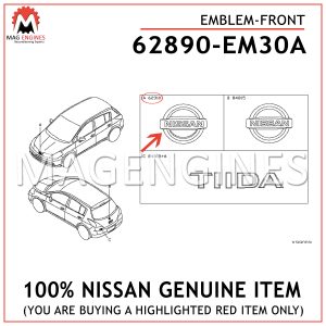 62890-EM30A NISSAN GENUINE EMBLEM-FRONT