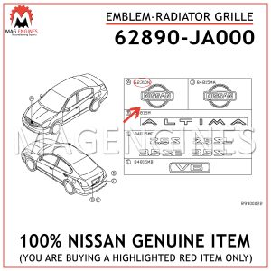 62890-JA000 NISSAN GENUINE EMBLEM-RADIATOR GRILLE